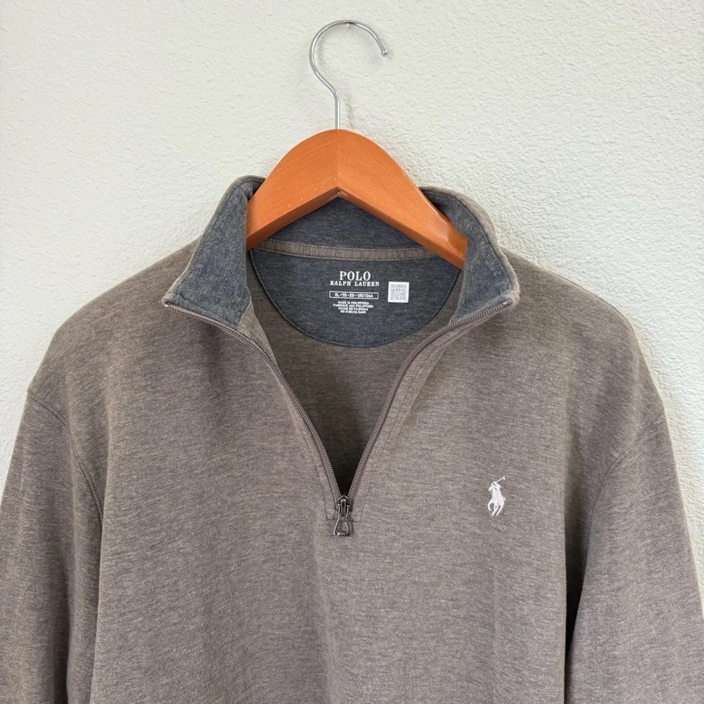 Brand New Polo Ralph Lauren Light Brown Zip-Up Sweater Pullover Men’s Size XL